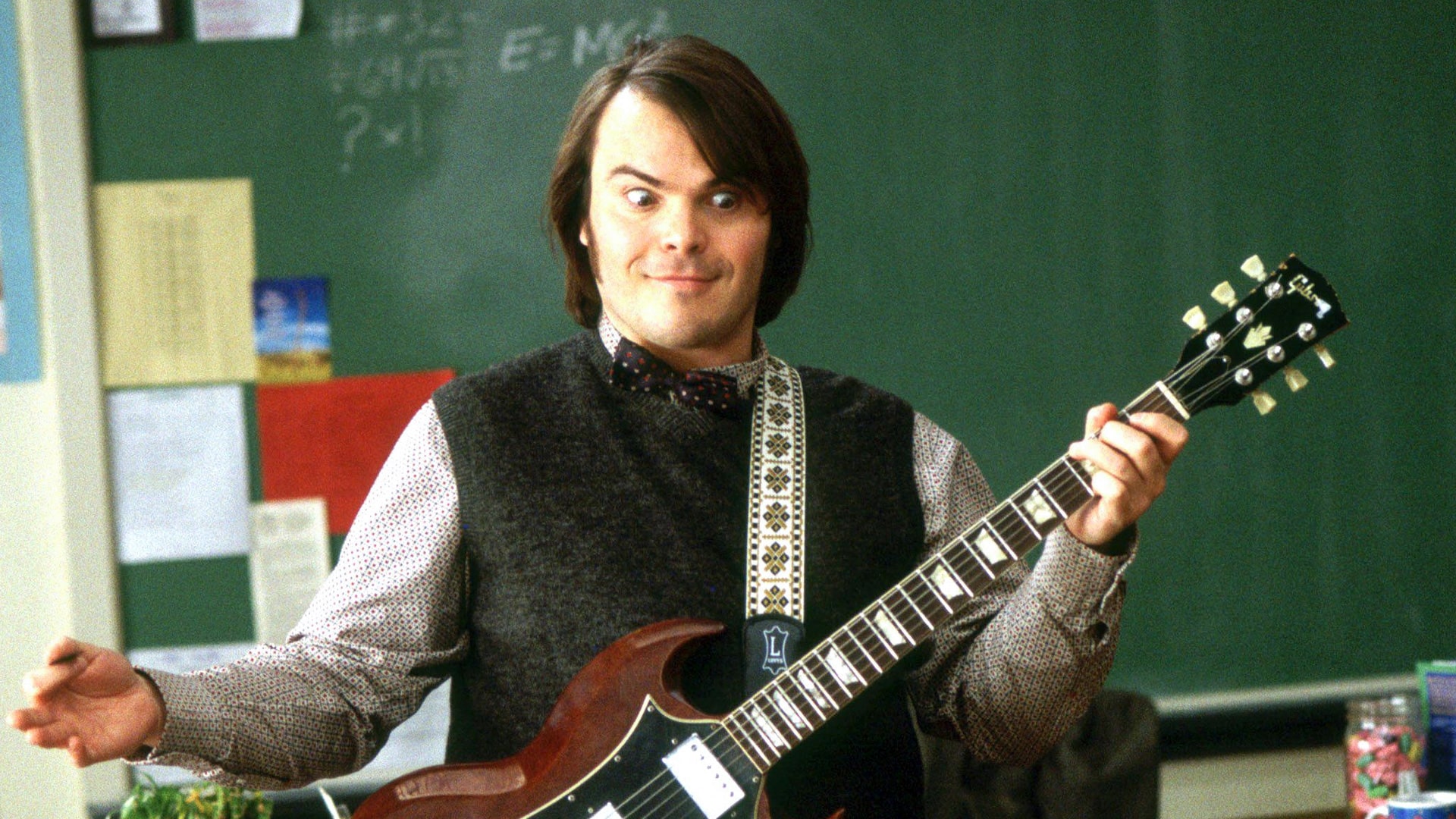 The guitar of Dewey Finn (Jack Black) in the movie School of rock / the Rock  Academy