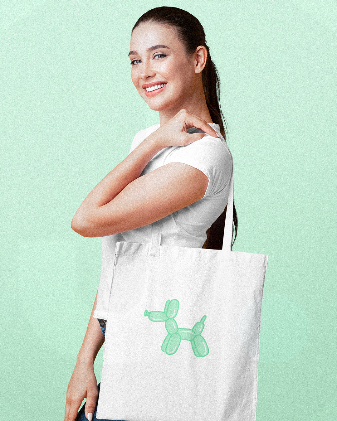 Balloon Dog Tote Bag - Lilac and Mint Balloon Animals Dog Tote Bag - Balloon Dog Tote Bag