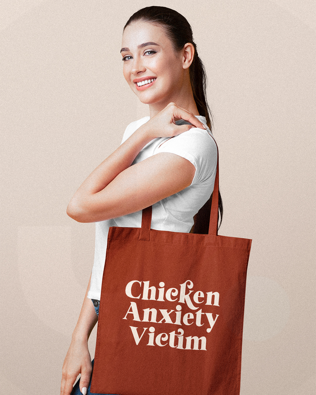 Chicken Anxiety Victim Tote Bag - Funny Tote Bags - Chicken Anxiety - Chicken Anxiety Victim Tote Bag