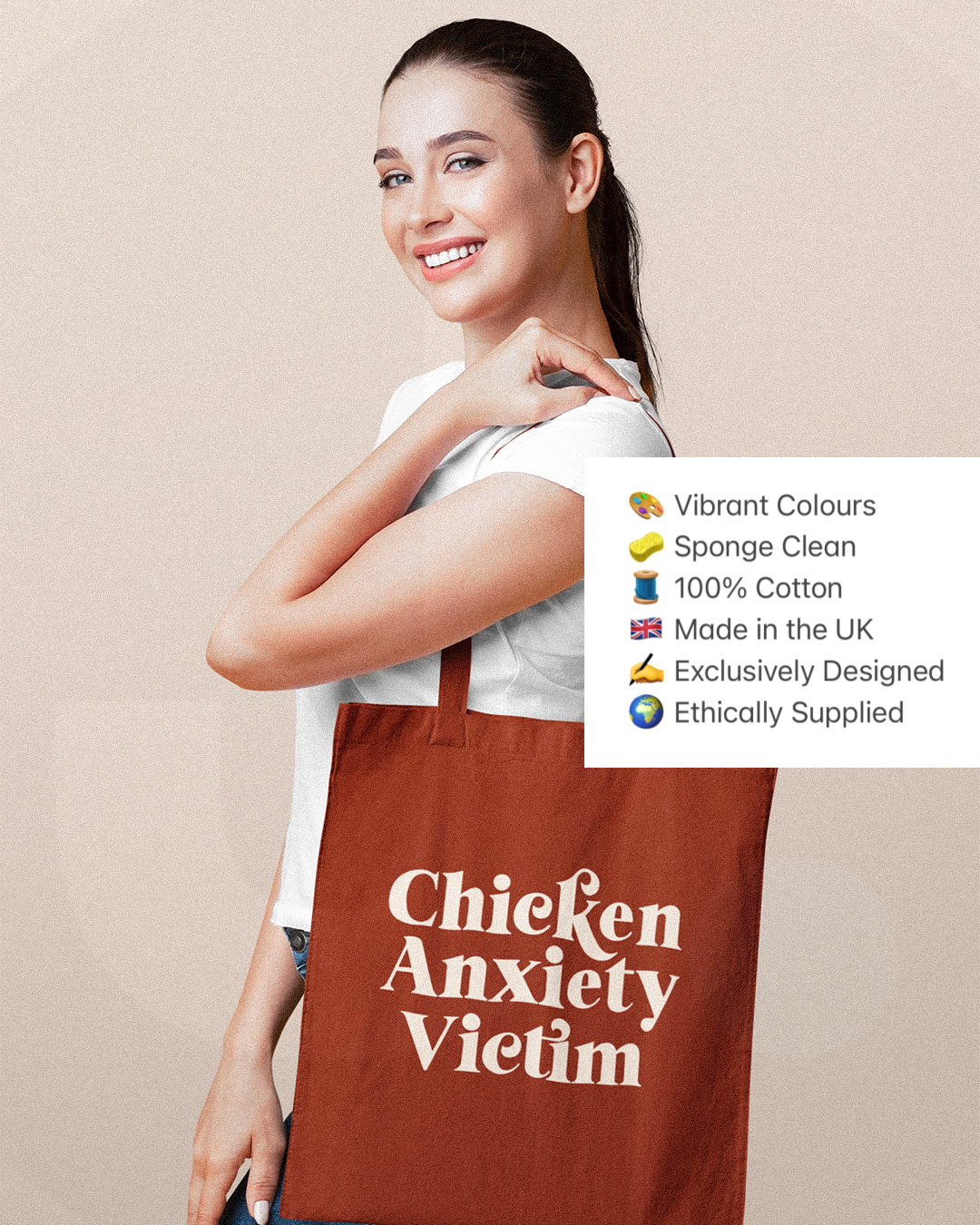 Chicken Anxiety Victim Tote Bag - Funny Tote Bags - Chicken Anxiety - Chicken Anxiety Victim Tote Bag