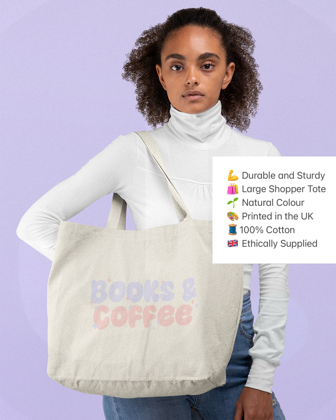 Books and Coffee Tote Bag Shopper - Books and Coffee Tote Bag - Books and Coffee Lover Retro Sparkle Tote Bag Shopper