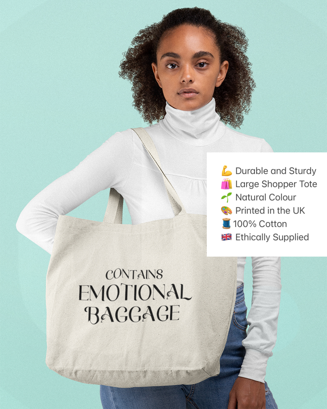 Contains Emotional Baggage Tote Bag Shopper - Contains Emotional Baggage Tote Bag - Funny Tote Bags Shopper