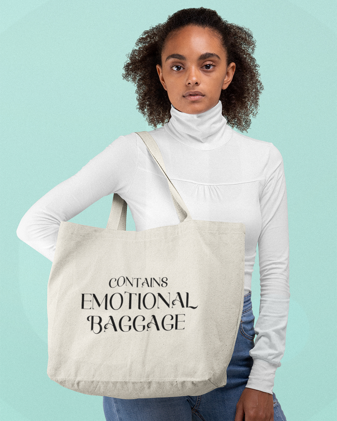Contains Emotional Baggage Tote Bag - Funny Tote Bags Shopper - Contains Emotional Baggage Tote Bag Shopper
