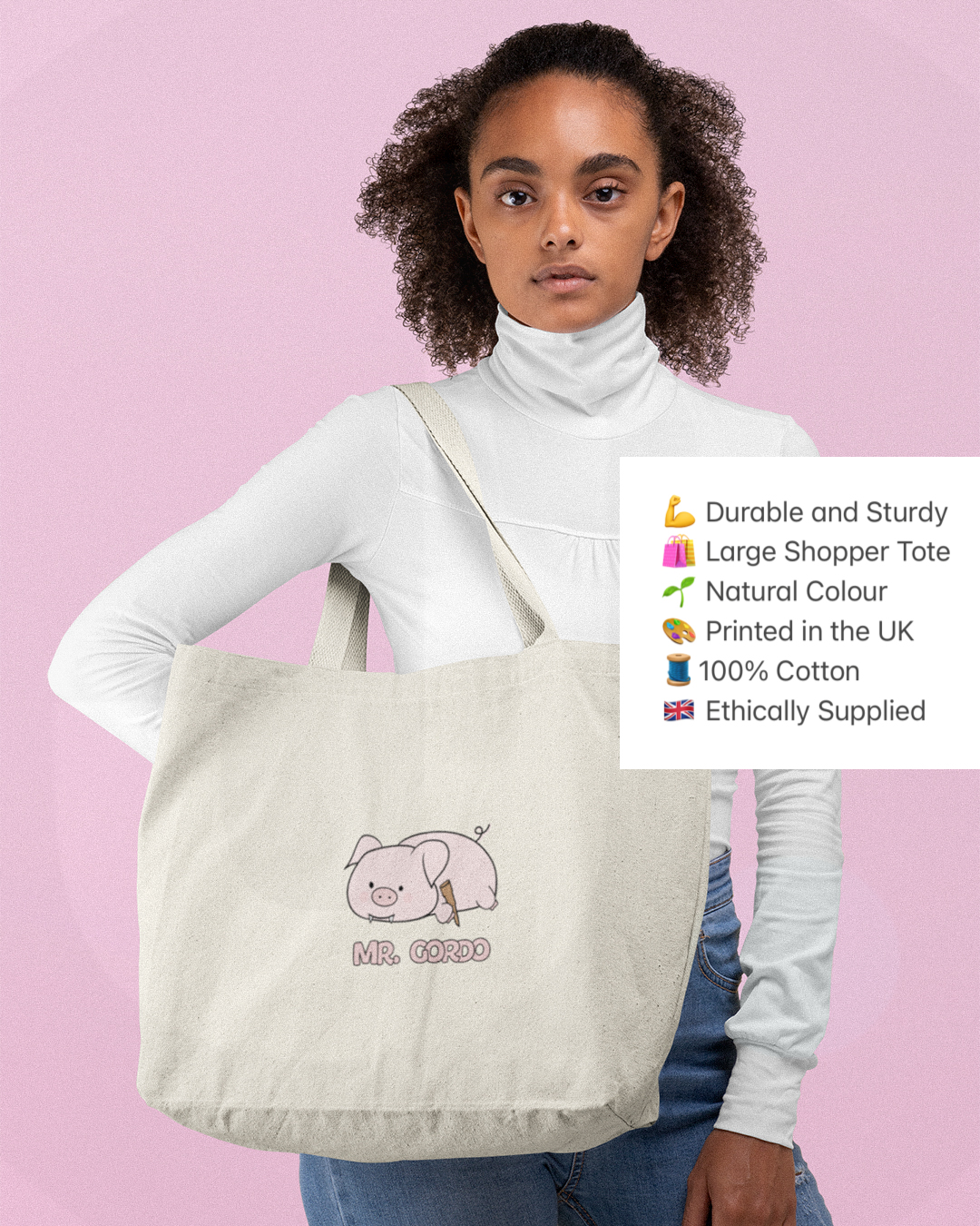 Mr Gordo Buffy The Vampire Slayer Inspired Tote Bag Shopper - Cute Kawaii Pig Mr Gordo Tote Bag - Buffy The Vampire Slayer Inspired Tote Bag Shopper - Buffy Mr Gordo Tote Bag