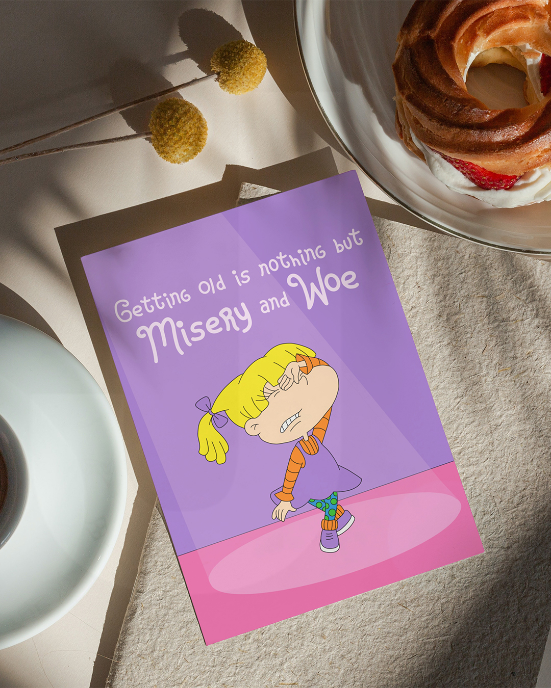 Getting Old Is Nothing But Misery And Woe Card - 1990s Cartoon Rugrats Inspired Birthday Card - 1990s Cartoon Inspired Card