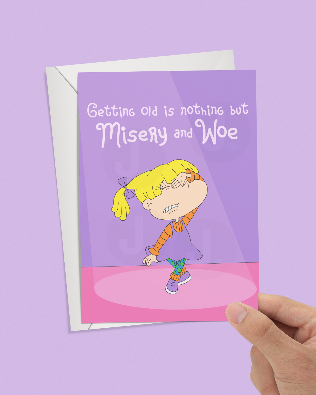 1990s Cartoon Inspired Card - Getting Old Is Nothing But Misery And Woe Card - 1990s Cartoon Rugrats Inspired Birthday Card