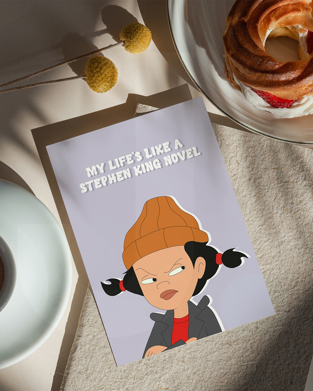 My Life’s Like A Stephen King Novel Card - 1990s Cartoon Spinelli Recess Inspired Greetings Card - Spinelli Recess Inspired Greetings Card