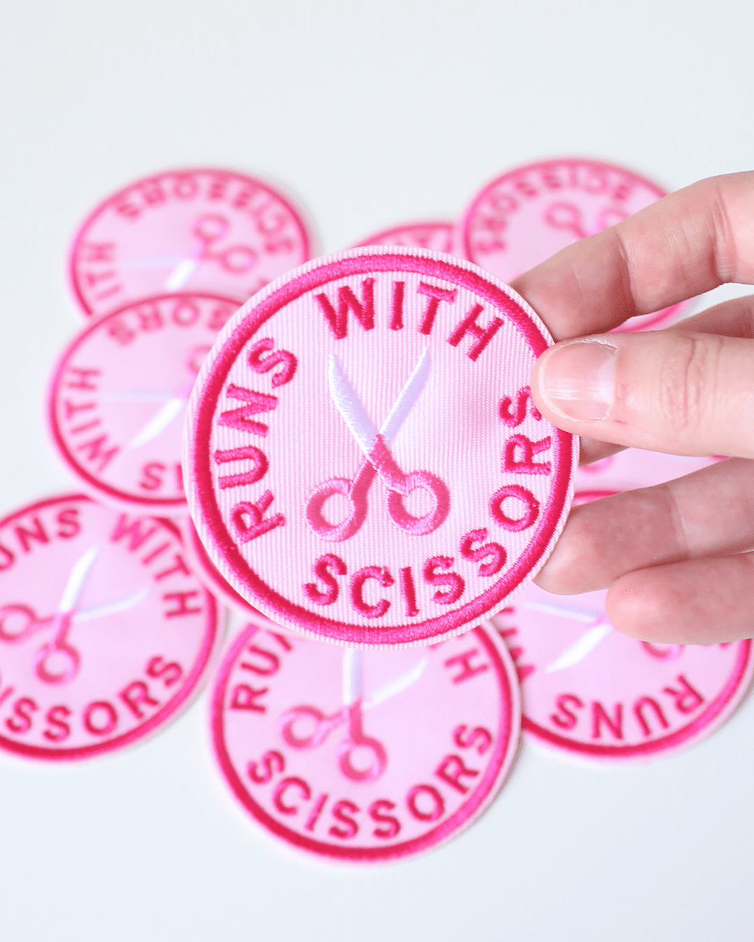 Runs With Scissors Patch - Funny Embroidered Iron On Clothes Patch - Runs With Scissors Patch