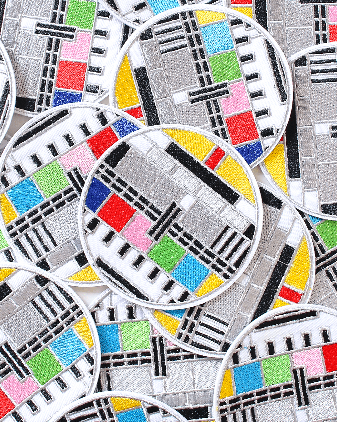 Television Test Card Patch - Embroidered Iron On Clothes Patch - Television Test Card Patch