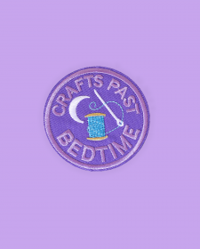 "Crafts Past Bedtime" Embroidered Iron On Clothes Patch - Iron On Clothes Patch