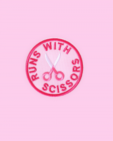 "Runs With Scissors" Embroidered Iron On Clothes Patch - Iron On Clothes Patch