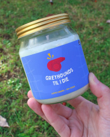 Greyhounds Til I Die Candle (Coffee Caramel) - Ted Lasso Inspired Candle - Ted Lasso Candle