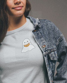 Cute Croissant Ghost T-Shirt- Kawaii Ghost Halloween T-Shirt - Cute Spooky Season T-Shirt - Cute Croissant Ghost Halloween T-Shirt