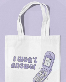 I Won't Answer Flip Phone Tote Bag - Phone Call Anxiety Tote Bag - I Won't Answer The Phone Tote Bag - I Won't Answer The Phone Anxiety Tote Bag