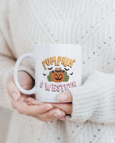 Pumpkin and Western Mug - Halloween Country and Western Mug - Pumpkin and Western Halloween Mug