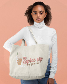 Spice Up Your Life Tote Bag - Spooky Season Skeleton's Hand Pumpkin Spiced Latte Tote Bag - Halloween Pumpkin Spiced Latte Shopper Tote Bag - Pumpkin Spiced Latte Tote Bag Shopper