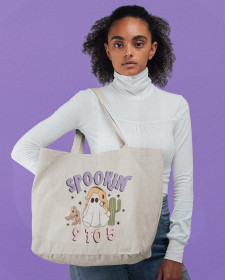 Spookin' 9 to 5 Tote Bag - Spooky Season Halloween Tote Bag - Halloween Country Dolly Parton Inspired Shopper Tote Bag - Spookin' 9 to 5 Halloween Tote Bag Shopper