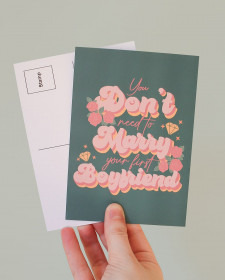 You Don't Need To Marry Your First Boyfriend Postcard - Funny Break Up Card Boyfriend Postcard - Funny Break Up Card Boyfriend Postcard